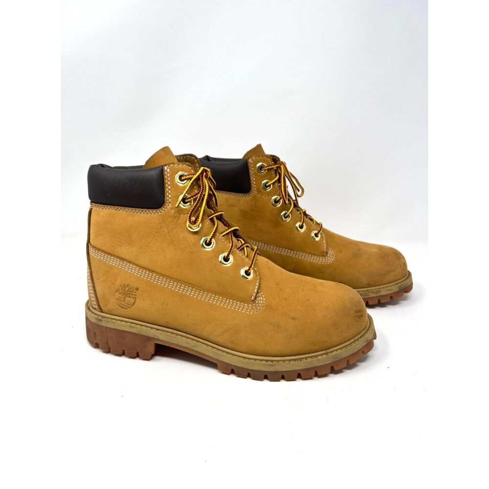 Timberland 6” Premium Wheat Nubuck Waterproof Boots Boys 5 Women’s 7